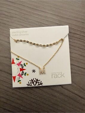 Sterling Silver Cubic Zirconia M Necklace